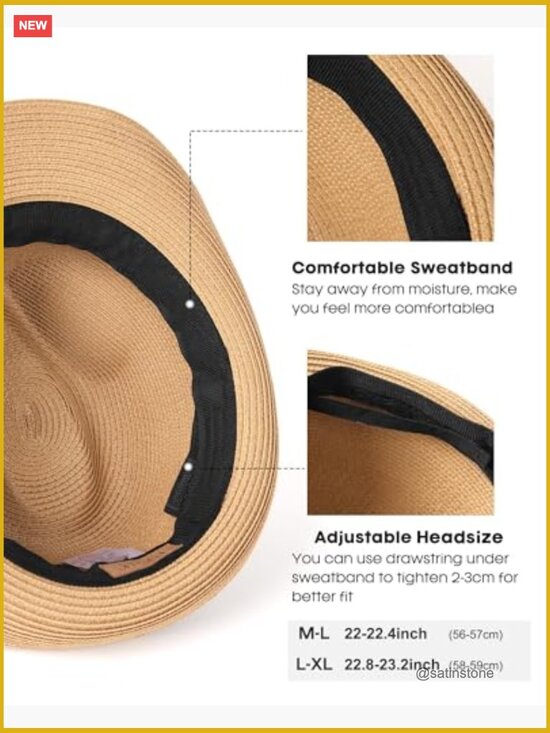 Straw Fedora Sun Hat with UPF 80+ Foldable Roll Up Short Brim Panama Beach Hat main image 4